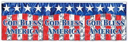 Beistle Металик 4th Of July God Bless America Fringe Banner USA Independence Day Decoration, 14 x 4', Многоцветен