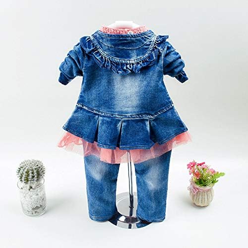 Peacolate 6m-4Years Baby Girl 3pcs Комплекти, дрехи, Палто С Качулка Тениска, Дънки