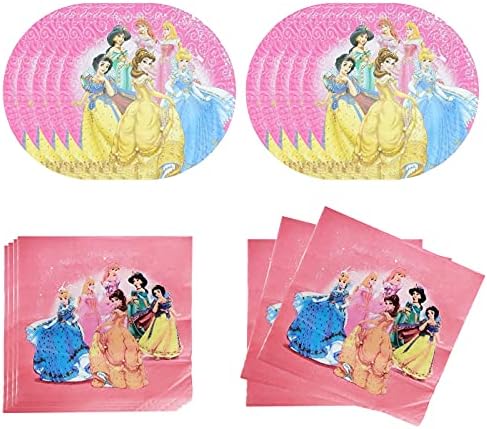 40шт Принцеса Вечерни Аксесоари включват 20 чинии, 20 кърпички за украса за рожден ден на принцеса