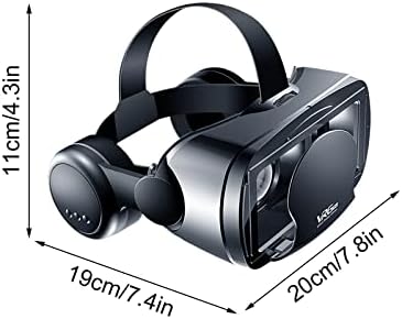 Peorpel VR Слушалки за мобилни телефони iPhone и Android | 3D Очила за виртуална реалност с безжични слушалки Очила дистанционно управление | за филми и игри IMAX (син на обектива)