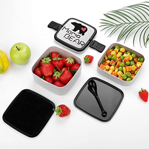 Мама Мечка Сърце Print All In One Double Layer Bento Box for Adults/Children Lunch Box Meal Kit Подготовка Containers