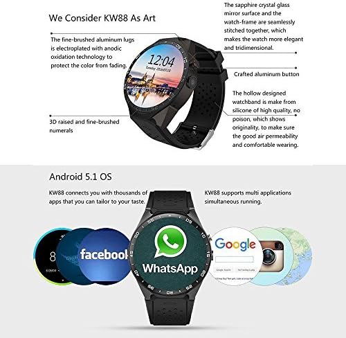 SMFR Android 5.1 3G Smart Watch Phone Quad Core 4GB, Bluetooth, GPS, WiFi Camera (бял-сребрист)