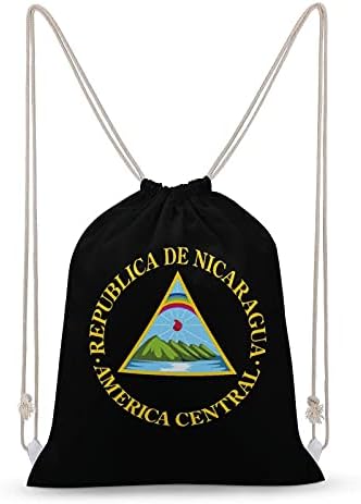 Никарагуа Флаг Платно Drawstring Раница, Чанта Авоська Sackpack За Фитнес Зала за Закупуване на Спортна Йога е Пътуване 30х40 см