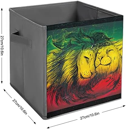 GSALLE Сгъваеми Кутии За Съхранение на Дъгата Лъвовете Любовник Тъканни Кутии За Съхранение Сгъваеми Кубчета За Съхранение на Декоративни Кутии За Съхранение с Дръж?