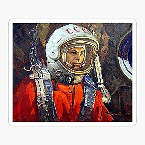 Пакет от 4, 3-инчов стикери - Cosmon Milestone Achiever Юрий Гагарин вътрешността на Космически кораб - Sticker Graphic-Sticker Pack за scrapbooking, мобилни телефони, обяд кутии и т.н