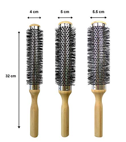 Tredoni 2.2 Кръгла термална сешоар-четка за коса - алуминиева по-дълги четка корона, бамбук дръжка (2.2 инча / 55 мм)