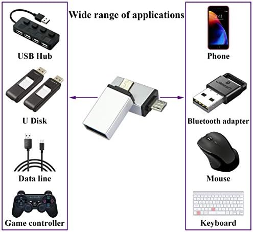 AAOTOKK OTG Micro to USB Adapter, Алуминиева сплав, Micro USB Male to USB 2.0 A Female OTG (On The Go) Адаптер за Android