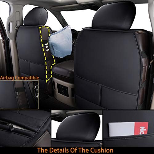 INCH EMPIRE Seat Cover Full Set Fit for RAM 1500 2500 3500 2012-2021 with Curved Back Bench Synthetic Leather Water-Proof 2012, 2013, 2014, 2015, ,2017, 2018, 2019, 2020, 2021 (Черен и син)