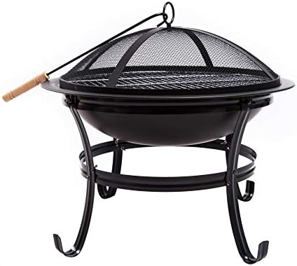 Neakomuki Fire Pit 22 inch Portable Fire Pits Outdoor Wood Burning Steel Firepits for Outside with Spark Screen Small
