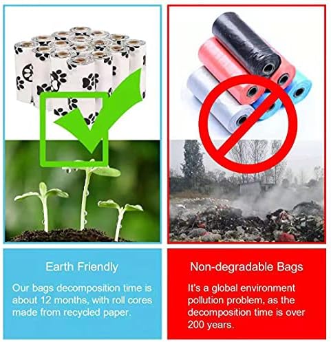 XIAOFEI с Дозатор Dog Пу Bags Bags Biodegradable Extra Thick Акане Bags, 15 Eco-friendly Bags Per Roll, Акане Bags size