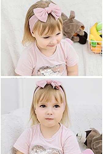 Lincox Newborn Big Bows Hairbands Stretchy Hair Accessories, Baby Girl Nylon Headbands, Soft Stretchy Hair Knotted Hairbands,for