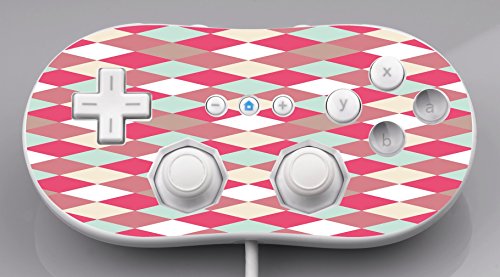 Забавни Diamonds pattern Pink Рибка Decal Sticker Skin by Debbie's Designs for Wii Classic Controller