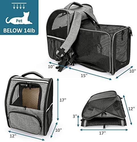 JOYO Cat Carrier Backpack Expandable, Pet Carrier Backpack, Dog Backpack Carrier with Side Door, Safety Клип Inside, Дишаща