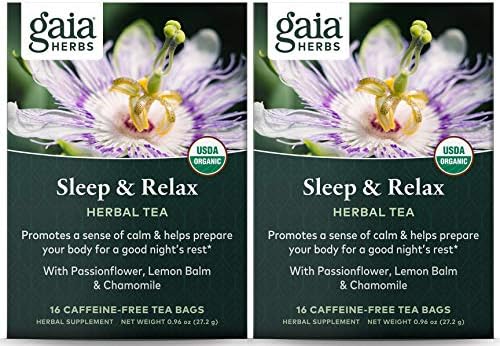 Gaia Herbs Sleep and Relax Билков чай в пакетчета, 16 броя (2 кутии)