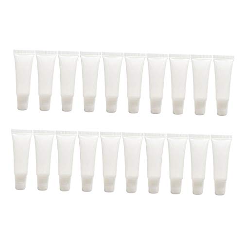 Almencla Pack of 20 Refillable Mini Clear Empty Lip Gloss Balm Container Soft Empty фън тръби for САМ Lip Gloss Balm Cosmetic(10ml, 15ml) - 10ml