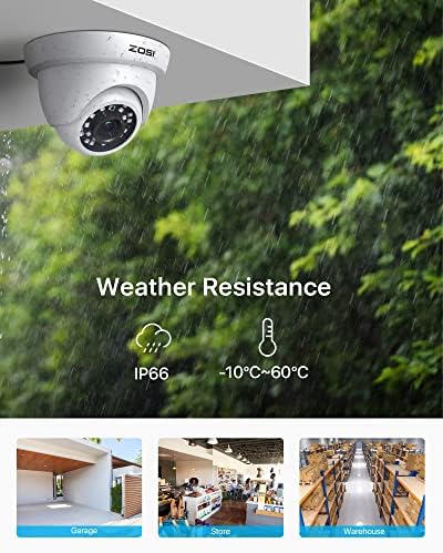 ZOSI 1080P H. 265+ Система за Домашно охранителна Камера,5MP Lite 8 Channel Surveillance DVR устройство с Твърд диск 1 TB и 4 x 1080p Всепогодная Куполна Камера за Видеонаблюдение Външна Вътреш