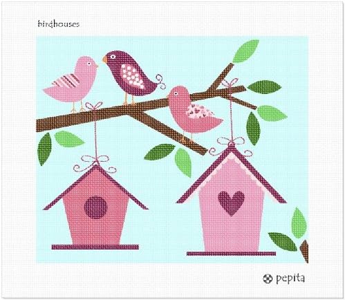 Комплект за бродерия pepita Birdhouses
