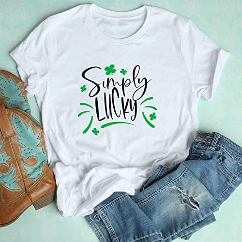 Kinrui Women St. Patrick ' s Day T-Shirt Holiday Лъки Shamrock Graphic Shirt Summer Short Sleeve Basic Tops