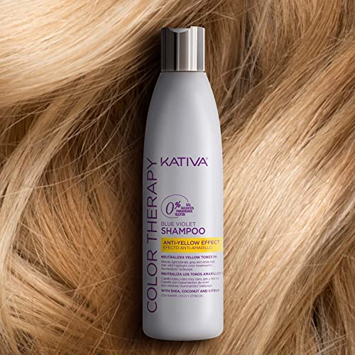 Kativa Color Therapy Blue Violet Shampoo & Conditioner Set (8,45 течни унции), Цвят Коригира и възстановява цвета на косата, оставяйки ги с мека и блестяща, за естествена и боядисана коса, Без су?