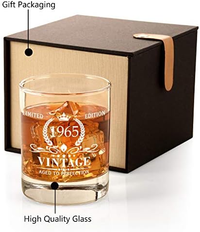 57th Birthday Gifts for Men Vintage 1965 Whiskey Glass Смешни 57th Birthday Gifts for Dad, Son, Husband, Brother, 57th