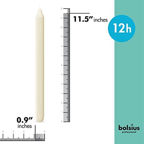 Bolsius Straight Unscented Ivory Candles Pack of 50 - 11.5-инчов Long Candles - 12 Hour Long Burning Candles - идеален
