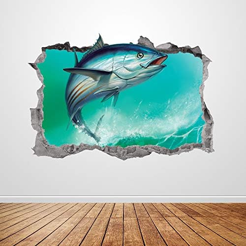 Риба тон Рибата Стикер На Стената на Книгата си За Изкуството да Smashed 3D Графичен Спорт Океанская Вълна Риболов Стикери Стена Стенопис, Плакат Стая Гараж Начало Деко