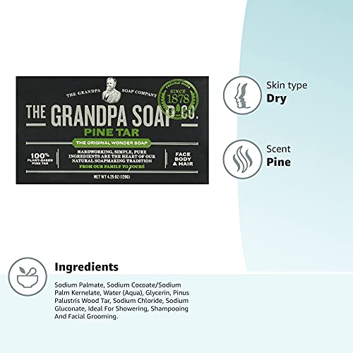 Pine Tar Soap Bar by The Grandpa Soap Company | Оригинално Чудо-сапун | 3-в-1 Почистващо, дезодорирующее и хидратиращ