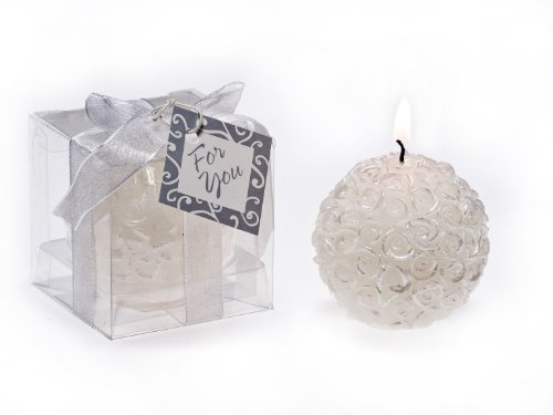 Свещ Kate Aspen Rose Топка Свещ в кутия за подарък с подходящ лък и биркой, бяла (спиране на производството от производителя)