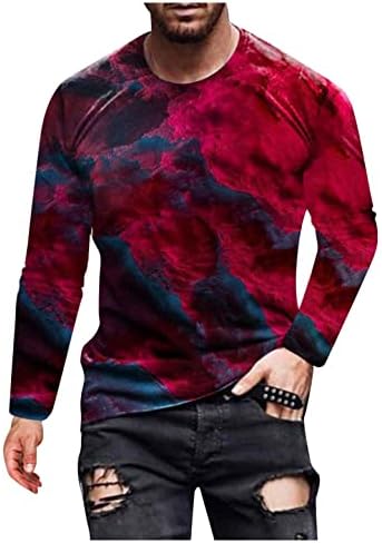 Ризи с дълъг Ръкав за Мъже,Мъжка Мода Улица 3D Дигитален Печат Случайни Върховете Пуловер Тениски Графичен Блузи