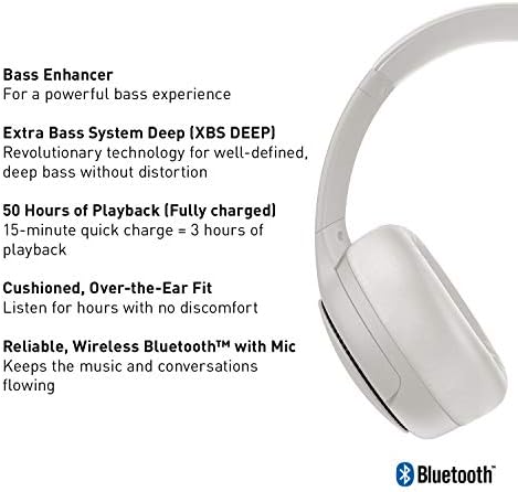 Panasonic РБ-M300B Deep Bass Wireless Bluetooth Immersive Headphones with XBS DEEP and Bass Увеличаване (Sand Beige),