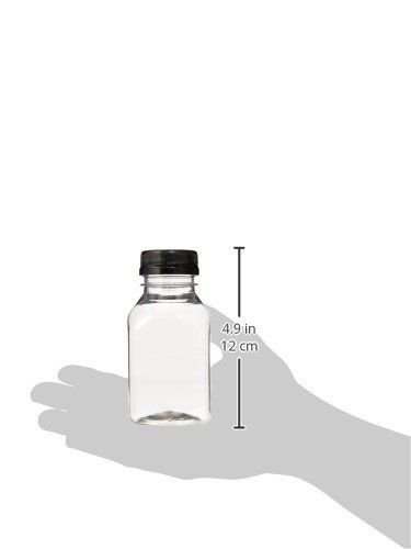 (6) 8 унция. Ясни бутилки сок от качеството на храната с пластмасови капаци на уплътняване очевидни 6/пакет (8 унция,
