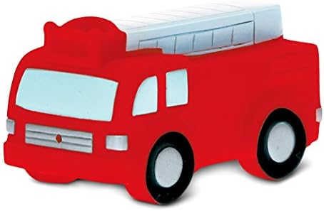 DolliBu Fire Truck Bath Buddy Squirter - Плаващ Червена Пожарна кола Гумена Играчка За Баня, Брызгание Вода Bathtime Play