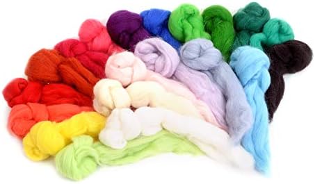 Glaciart One Spinning Fiber Merino Wool - Super Soft 20 Colors (10gram per Color) Unspun Roving Wool for Felting and Felting