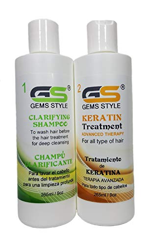 GS Бразилски Кератин За Изглаждане на косата - Без Формалдехид - 265 мл / 9 унции Професионален blow формовъчни Изправяне на косата Дълготраен - Плюс БЕЗПЛАТЕН Осветляющи