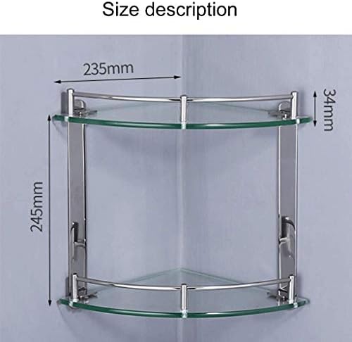 JYDQM Тежки Полк баня и Тоалетна стъклени рафтове душ закалено стъкло, 2 нива закалени с бар кърпи определени от стената (размери : 23.5 24.5 cm)