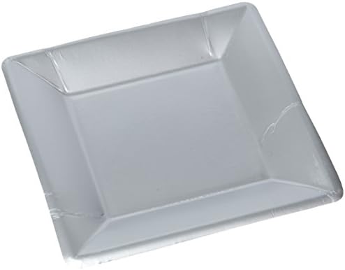 Amscan Квадратни Сребърни чинии за парти | Пластмаса | 20 Ct.