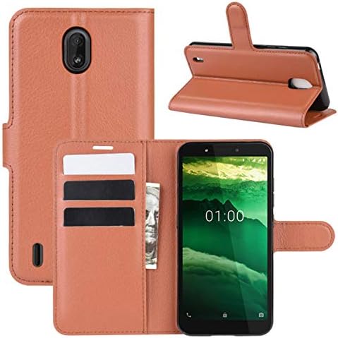 HualuBro Nokia C1 чанта за Носене, Премиум Изкуствена Кожа Magnetic устойчив на удари Книгата в Чантата си Фолио Флип Калъф с Притежателя на Слота за карти за Nokia C1 Калъф за ваши