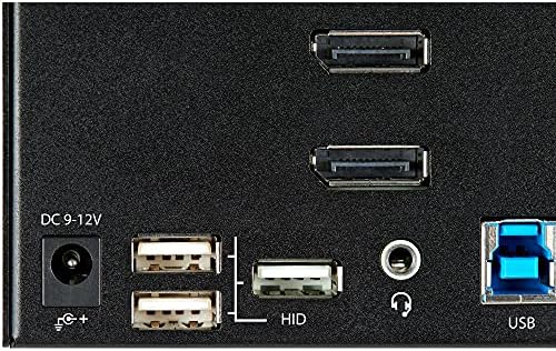 StarTech.com 2 порта Тройна монитор DisplayPort KVM Switch - 4K 60Hz UHD HDR - Тенис на ДП 1.2 KVM с 2 порта USB 3.0 Hub (5 gbps) и 4X USB 2.0 HID порта, Аудио - Превключване на горещи клавиши - TAA (SV231TDPU34K)