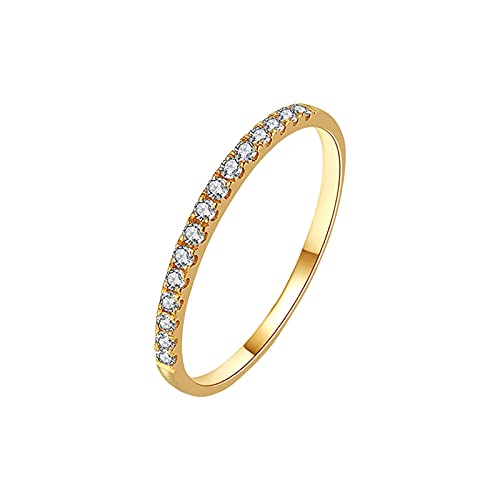 Дамски Пръстен на Кристал Wedding Bands Jewelry Rings RPGLXEU Diamond Personality Minimalist Rings for Women Jewelry Gift (Gold-1, 6)