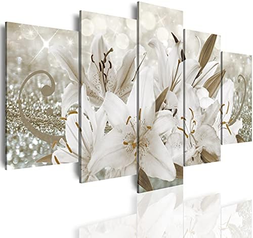 Бяла Орхидея Цветя Платно на Печат - Абстрактно Цвете Стенно Изкуство, Цветен Плакат, Живопис Декор за Декорация на дома