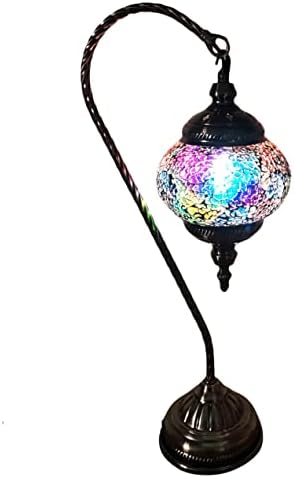 SILVERFEVER Мозайка Турска Лампа Мароканско Стъкло на Лебед Шията Лампа за Масата Нощни Бронзов Основен Комплект с Крушки