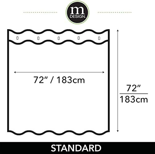 mDesign Голяма Тъканно завеса за душ с повишен петлицами за душ и вана в банята - 72 х 72 - Сиво/Бяло райе