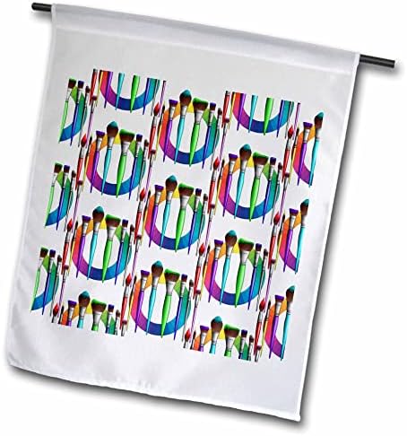 3dRose Artist Design за художника, на учителя за рисуване с четки и цветния кръг. - Знамена (fl_351994_1)