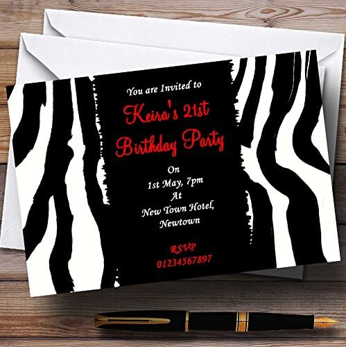 Zebra Print Red Text Персонални Покани За Парти