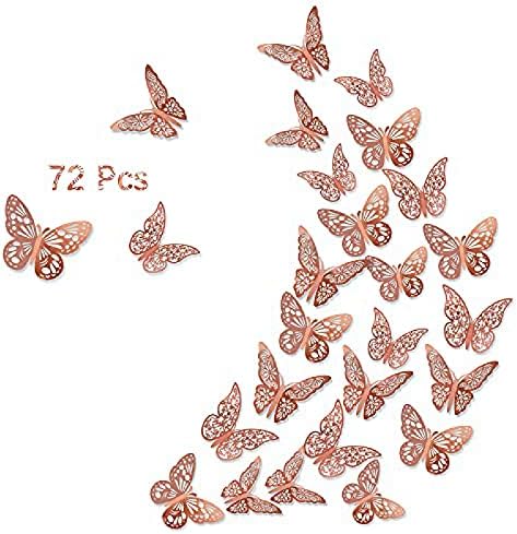 3D Златна Пеперуда Стикери за Стена, 72 бр 3 Размер 3 на Стил, Подвижни Srickers Wall Deccor Room Стенопис за Украса на