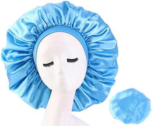 CDQYA Hair Cap for Sleeping Satin Round Plain Еластични Wide Popular Extra Large Night Hat Chemo Haircover (Цвят : D, размер : един размер)