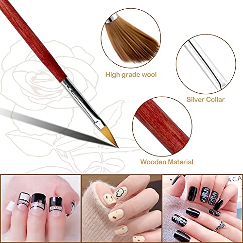 Комплект от 6 Акрилни Четки за нокти за жени, Професионална Четка За Рисуване на Ноктите, UV-Гел, Четка За Дизайн на Ноктите