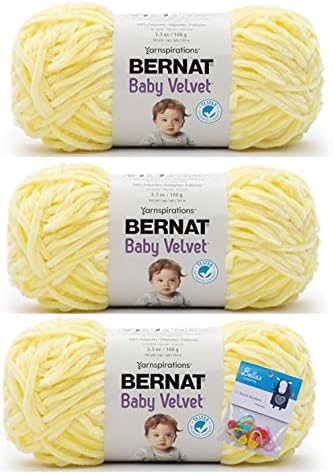 Bernat Baby Velvet Yarn - 3.5 Oz, Sunshine Gold - 3 Bundle Pack with Bella Crafts Бод Markers