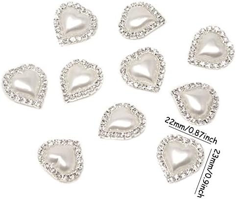 Honbay 10PCS 22mm x 23mm Heart Shaped Кристал White Изкуствена Перла Buttons Украса - да Шият