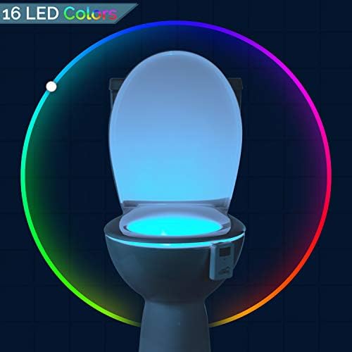 16 Цветен Тоалетна чиния лека нощ, Баня и Сензор за Движение Активен Led нощна светлина с 5-Стъпка Димер - Уникален Коледен